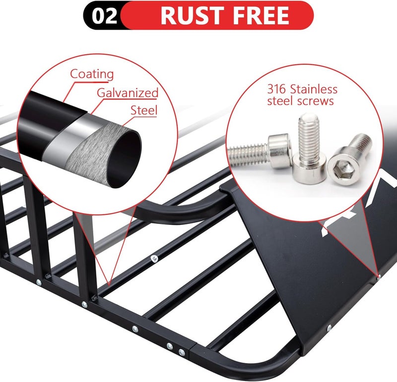 Racketon حامل أمتعة سقف SUV صغير 74” x 39” x 8” - Image 3